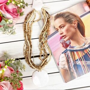 Bohemian Boho Wooden Shell Statement Necklace